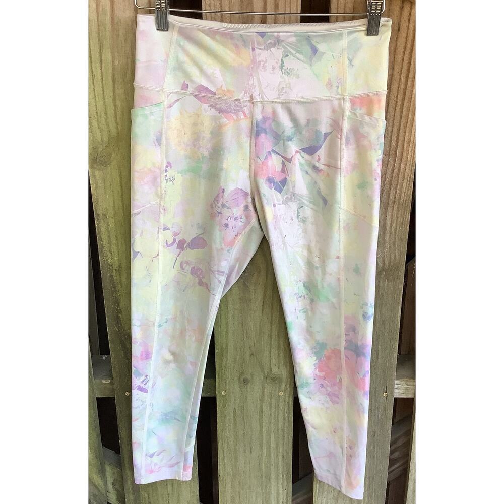 Victoria's Secret Sport Floral Leggings Size 12 Muted Pastel
